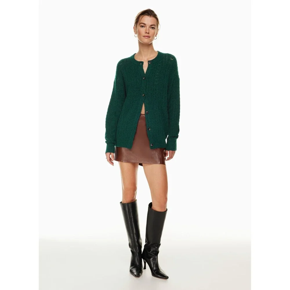 WILFRED ARITZIA Era Size Small Green Cardigan Sweater Quiet Luxury Preppy Staple